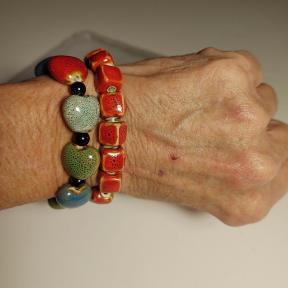 no name Jewelry - Ceramic Stretch Braclets Heart Shape Square Shape Glazed